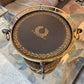 Vintage Three Tier Circular Black and Gold Garland Accent/Side Table