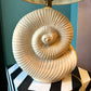 Vintage Ceramic Shell Lamp with Stripe Shade