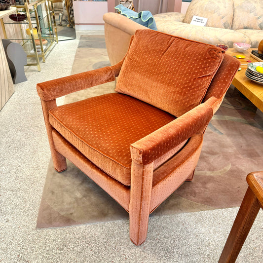 1980's Orange Velvet Arm Chair by Drexel Heritage