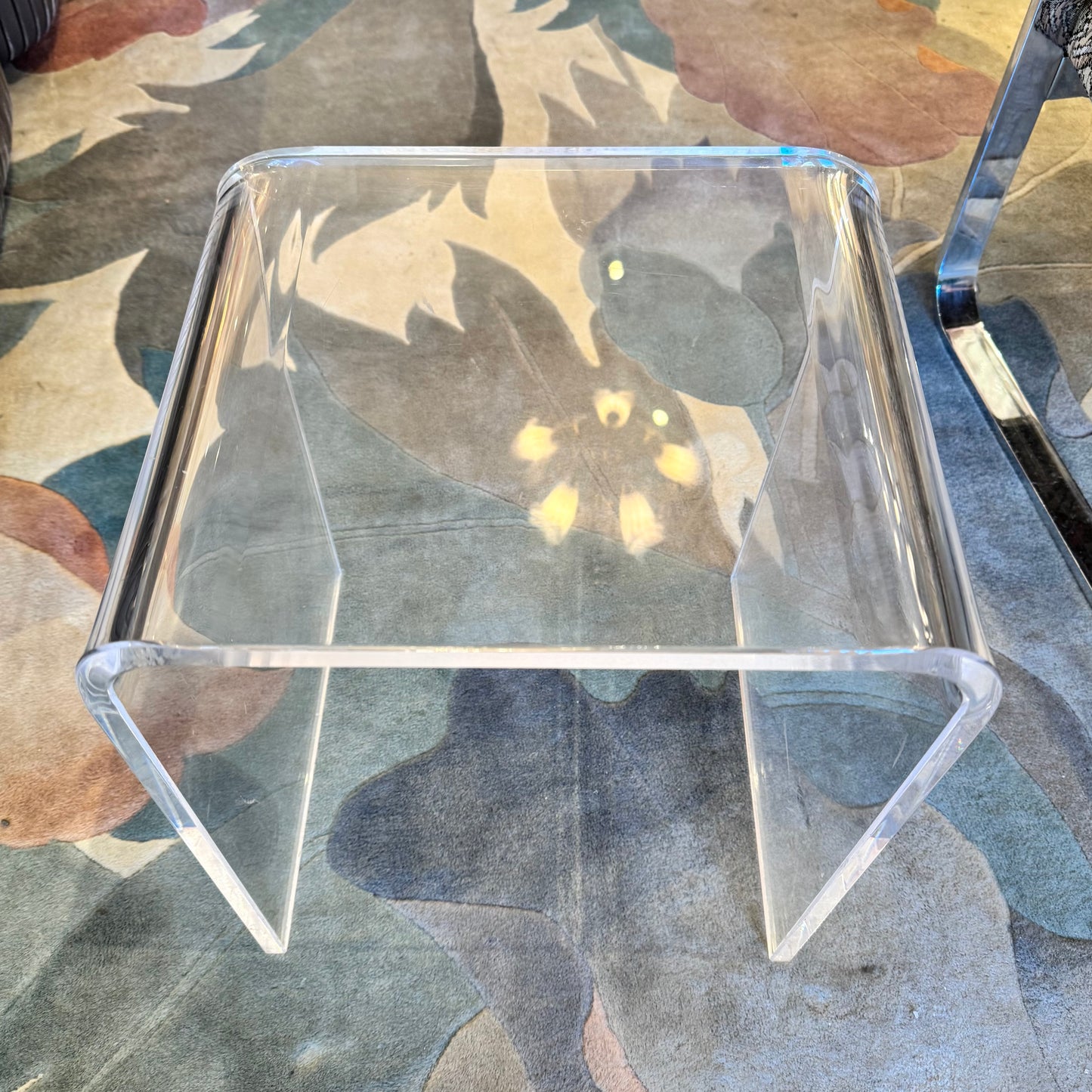 Small Vintage Lucite Waterfall Side Table