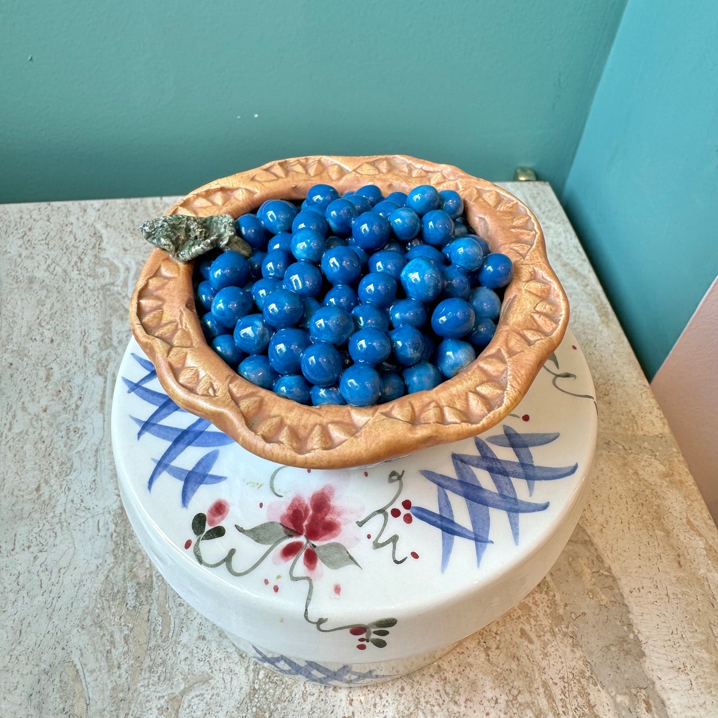 Vintage Ceramic Blueberry Pie Jar by Leslie Kanter