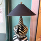 Black and White Striped Glass "Zebra" Lamp with Black Shade/item