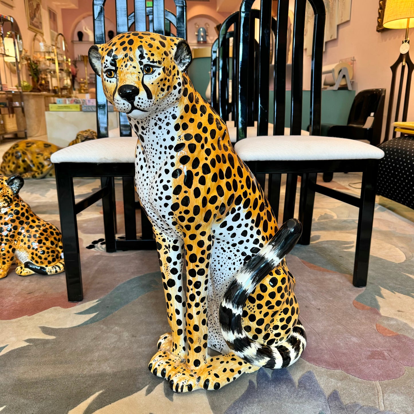 Vintage 1977 Large Ceramic Cheetah Statue (as is)