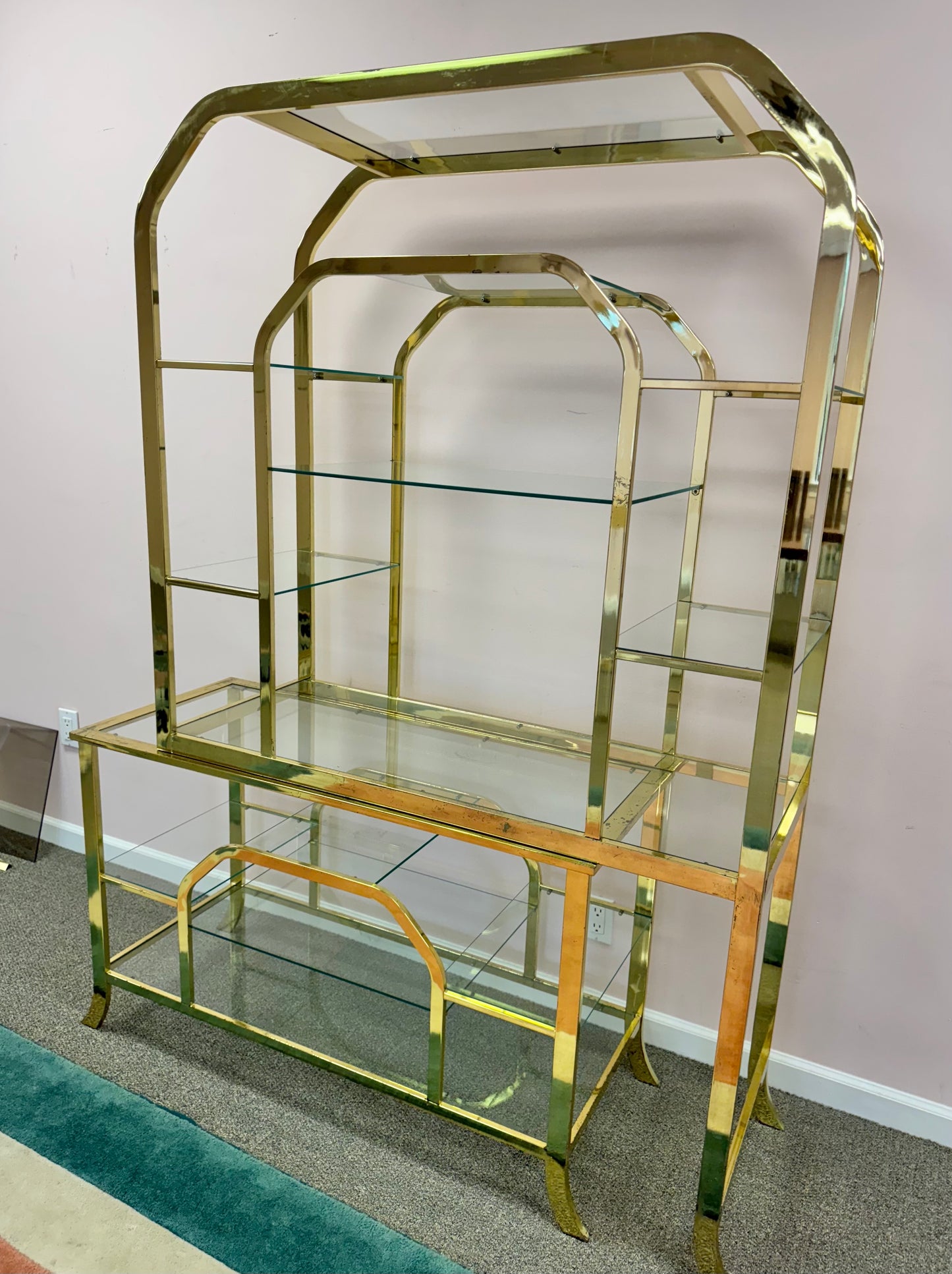 1980's Brass and Glass Etagere by DIA