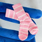 Striped Boyfriend Socks: Pink White Stripe