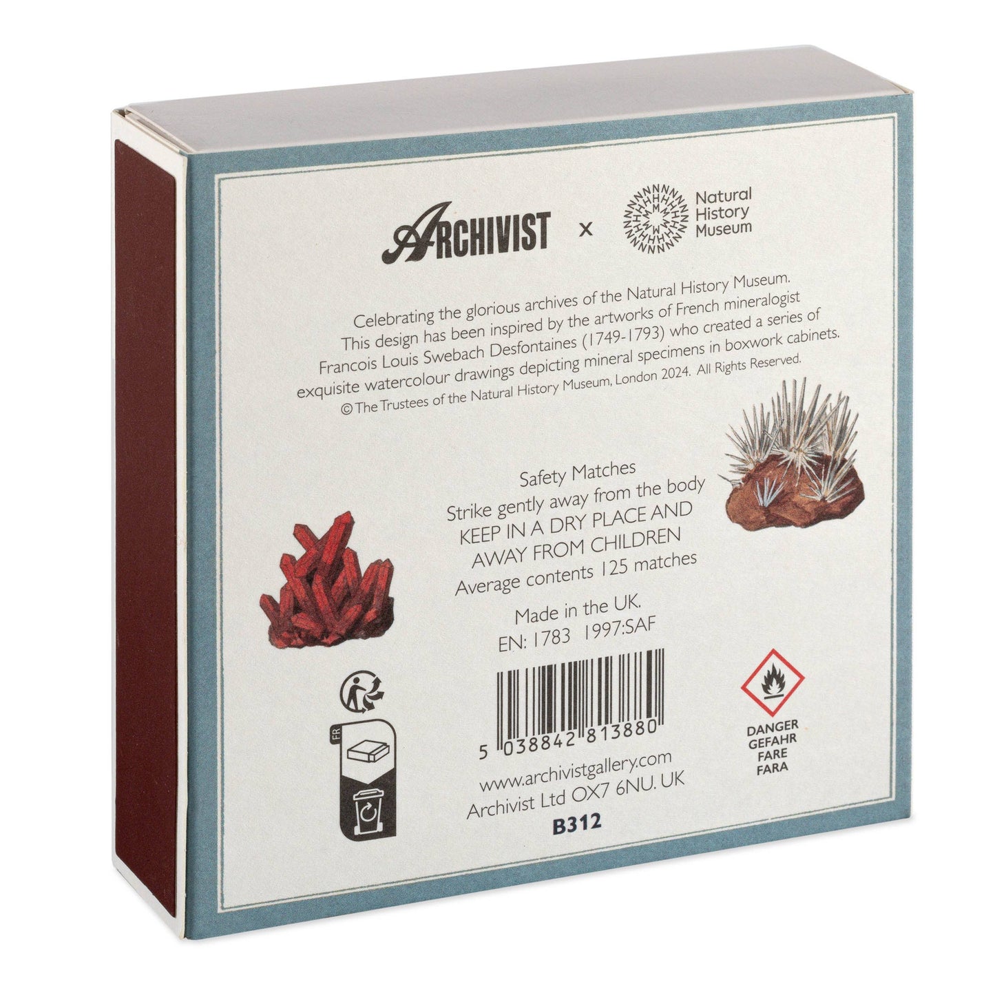 Natural History Museum Minerals  | Square - Safety Matches