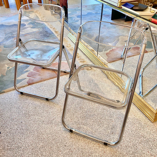 Vintage Plia Style Lucite and Chrome Folding Chair by Plia