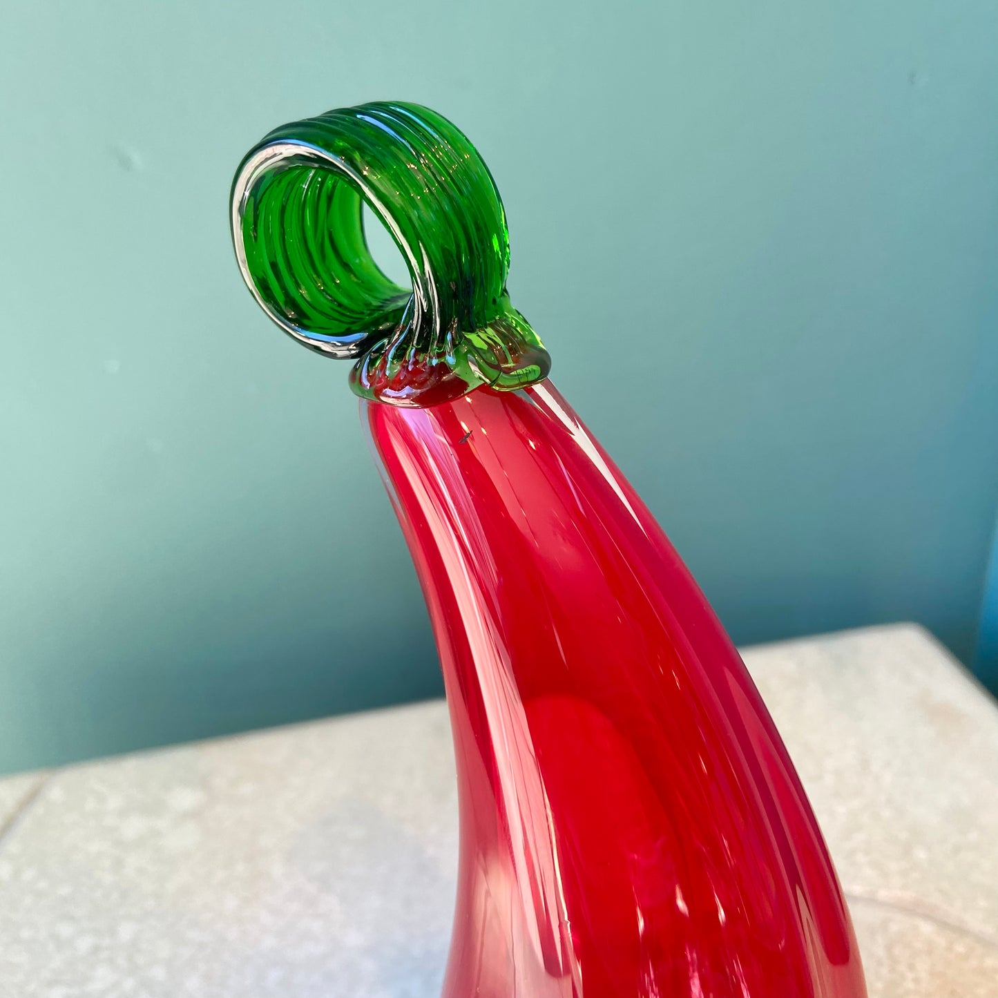 Vintage Murano Style Glass Red Flower